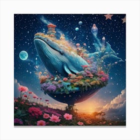 Firefly Colossal Whale, Floating, Sky, Stars, Constellations, Transforming, Flowers, Lush Garden, Ma (10) Canvas Print