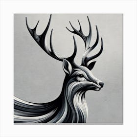 "Monochrome Majesty: The Stag" - This striking artwork captures the noble spirit of the stag with flowing, monochromatic lines that create a sense of movement and depth. Its elegant antlers rise like branches against a soft, textured background, giving the piece a natural yet sophisticated air. This art would bring a touch of the wild's grace to any modern home or office. The exquisite detail and the stark contrast of black and white make this piece a timeless addition to any art collection, appealing to nature enthusiasts and lovers of minimalist design alike. Invite the calmness and grandeur of the forest into your space with this captivating depiction of one of nature's most majestic creatures. Canvas Print