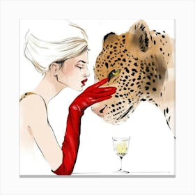 Leopard And Woman Canvas Print