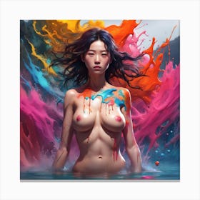 Chinese Girl In Water Canvas Print