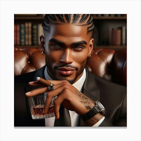 Portrait Of A Man With A Cigar-15 Canvas Print