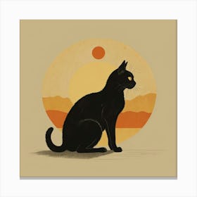 Black Cat At Sunset 4 Canvas Print