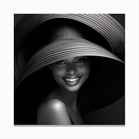 Black And White Portrait Of Beautiful African Woman Canvas Print