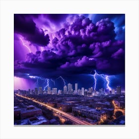 Lightning Over The City Canvas Print