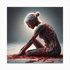 Woman With Blood On Her Body Canvas Print