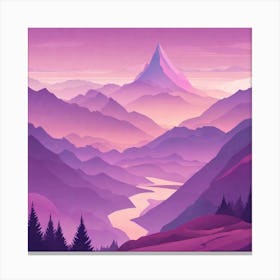 Misty mountains background in purple tone 6 Canvas Print