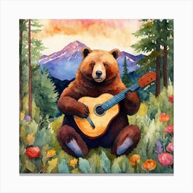 Bear Playing Guitar 7 Canvas Print