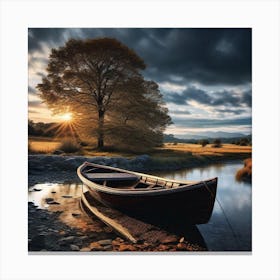 Boat In The River Canvas Print