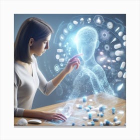 Woman Looking At A Computer Screen Canvas Print