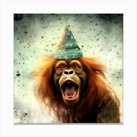 Orangutan With Party Hat Canvas Print