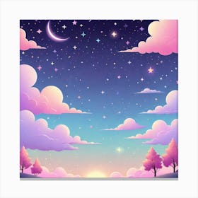 Sky With Twinkling Stars In Pastel Colors Square Composition 210 Canvas Print