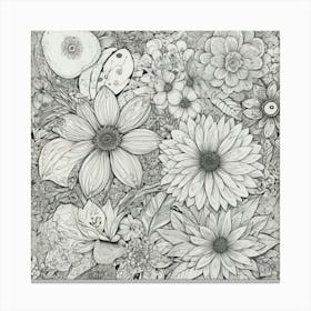 Flowers In Black And White Canvas Print