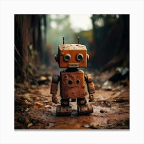 Firefly Abandoned, Toy Robot, Rusty, Post Apocalyptic, Dusty, Wasteland, Heavily Rusted, Cracked Pai (1) Canvas Print