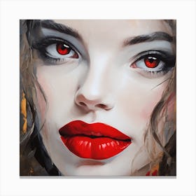 Woman With Red Lips Canvas Print