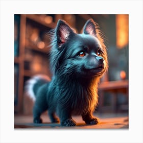 Black Pomeranian Dog Canvas Print