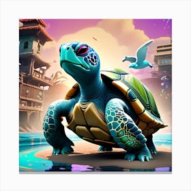 Turtle In The Sea 3 Canvas Print