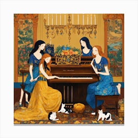 'The Girls At The Piano' Canvas Print