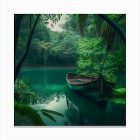 Boat In The Jungle Canvas Print