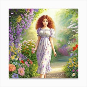 Girl In A Garden 14 Canvas Print