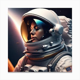 Female Astronaut In Space Canvas Print