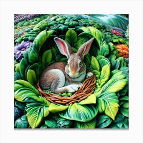 Rabbit In A Nest Canvas Print