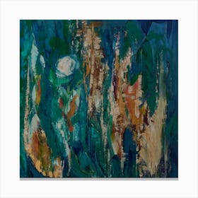 Wall Art, Abstract Painting in Blue with Pampas Grass Canvas Print