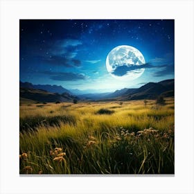 Firefly Serene Meadow Under A Mystical Moonlit Sky 35620 (2) Canvas Print