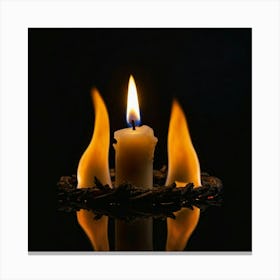 Candle On A Black Background Canvas Print