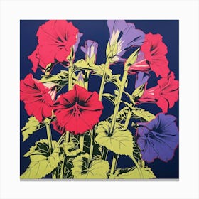 Canterbury Bells 4 Pop Art Illustration Square Canvas Print