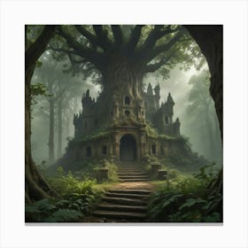 Tree House In The Forest 1 Canvas Print