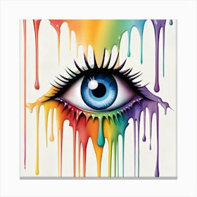 Rainbow Eye dripping splatter Canvas Print