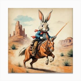 Rabbit On Horseback 3 Canvas Print