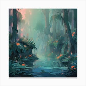 River In The Forest 18 Canvas Print