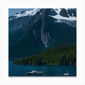 Cruise Ship Sails Past A Mountain Canvas Print