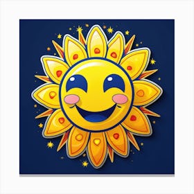 Lovely smiling sun on a blue gradient background 102 Canvas Print