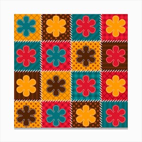 Colorful Patchwork Flower Pattern Canvas Print