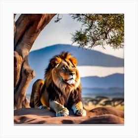 Lion In The Savannah 3 Canvas Print