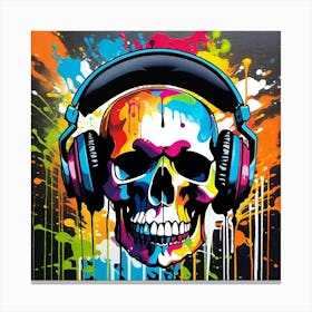 Skull With Headphones 6 Canvas Print