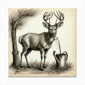 Deer Watering 4 Canvas Print