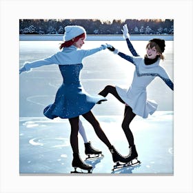 Girls Skating Canvas Print