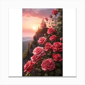 Roses On The Cliff Canvas Print