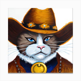 Cowboy Cat Painting Canvas Print