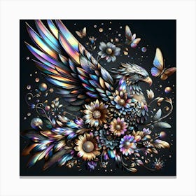 Eagle With Flowers Canvas Print