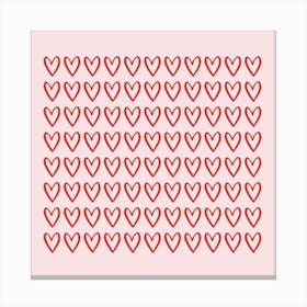 Hearts On A Pink Background Canvas Print