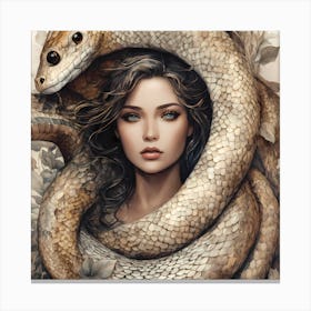 Girl With A Snake Canvas Print