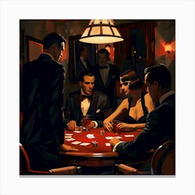 Elegance and Bluff: The Velvet Room Showdown Canvas Print