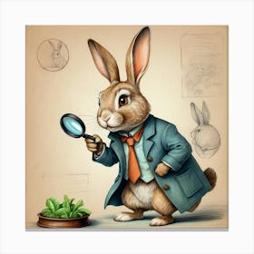 Rabbit With Magnifying Glass 2 Canvas Print