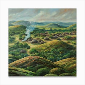 Village In The Hills Canvas Print