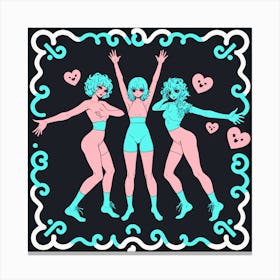 Three Girls With Hearts Canvas Print