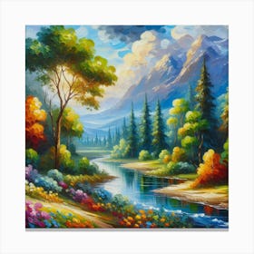 Landscape By The River Canvas Print